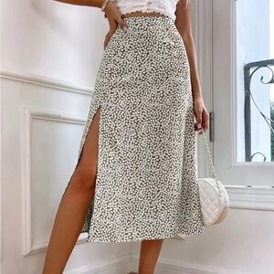 SHEIN Brown and White Floral Skirt
